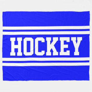 HOCKEY Sportig Fet Royal Blå Vit Hockeyränder Fleecefilt