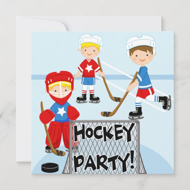 Hockey Sports Födelsedagsfest Birthday-inbjudninga Inbjudningar (Framsida)
