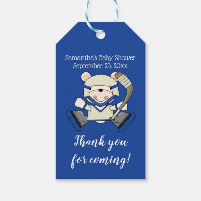 Hockey Sports Polar Bear Baby Shower Gift Märkre Presentetikett (Framsidan)