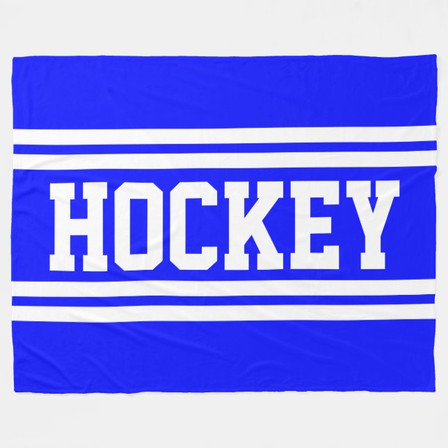 HOCKEY Sporty Bold Royal Blue White Hockey Stripes Fleecefilt (Framsidan (Horisontell))