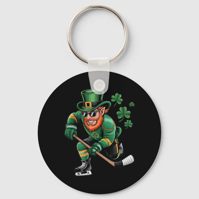 Hockey St Patricks Day Leprechaun-design Nyckelring (Framsida)