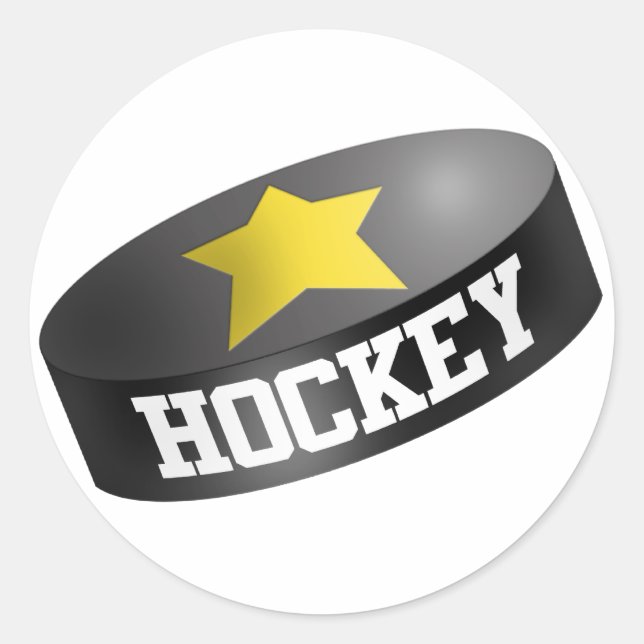 Hockey Star Puck Runt Klistermärke (Framsida)
