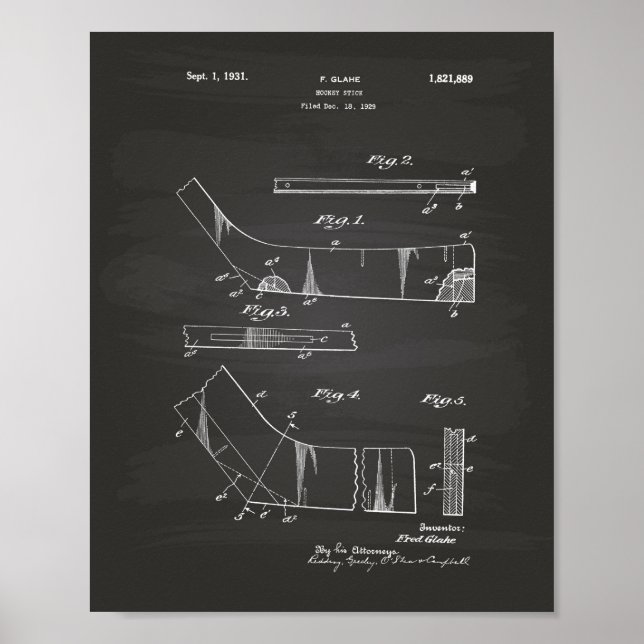 Hockey Stick 1929 Patent Art - Chalkboard Poster (Framsidan)