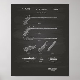 Hockey Stick 1935 Patent Art - Chalkboard Poster