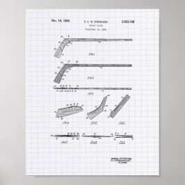 Hockey Stick 1935 Patent Art - Led Peper Poster