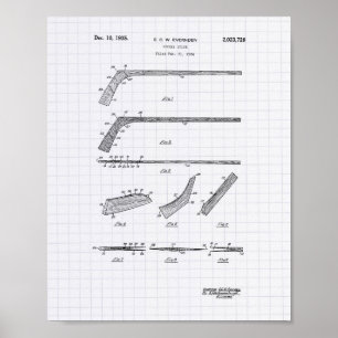 Hockey Stick 1935 Patent Art - Led Peper Poster