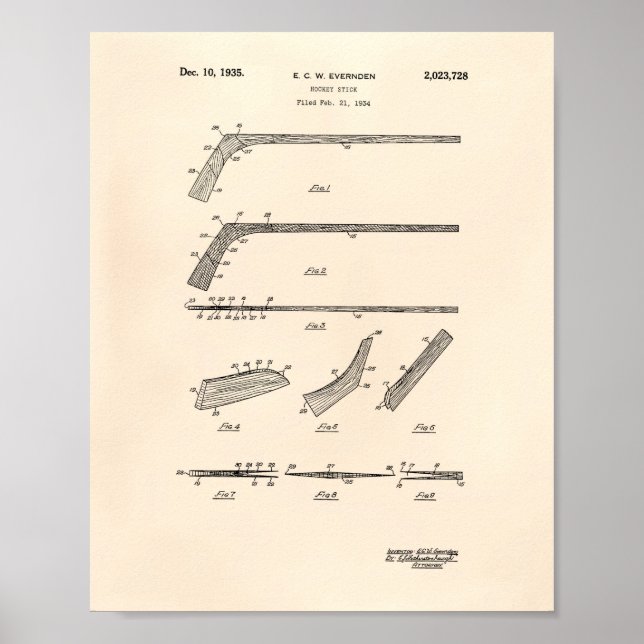 Hockey Stick 1935 Patent Art - Old Peper Poster (Framsidan)