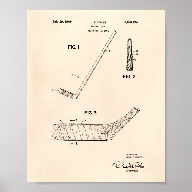 Hockey Stick 1966 Patent Art - Old Peper Poster (Framsidan)