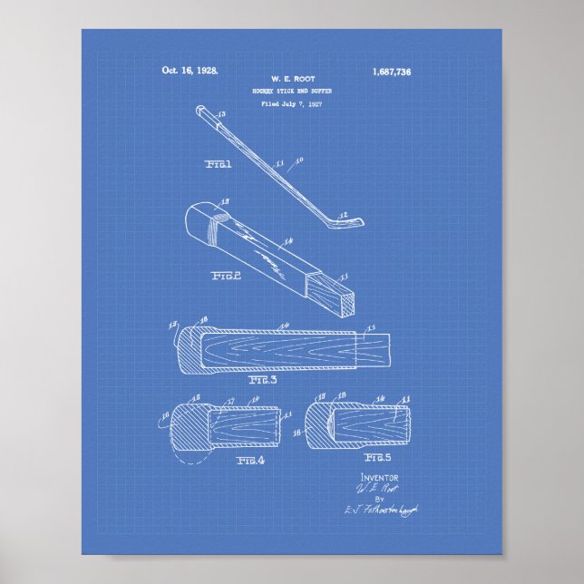 Hockey Stick End Buffer 1927 - Blueprint Poster (Framsidan)