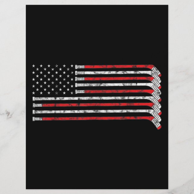 Hockey Stick USA flagga Faded Hockey Player Brevhuvud (Framsida)