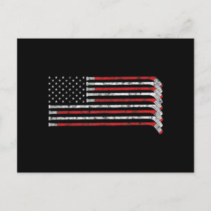 Hockey Stick USA flagga Faded Hockey Player Helg Vykort