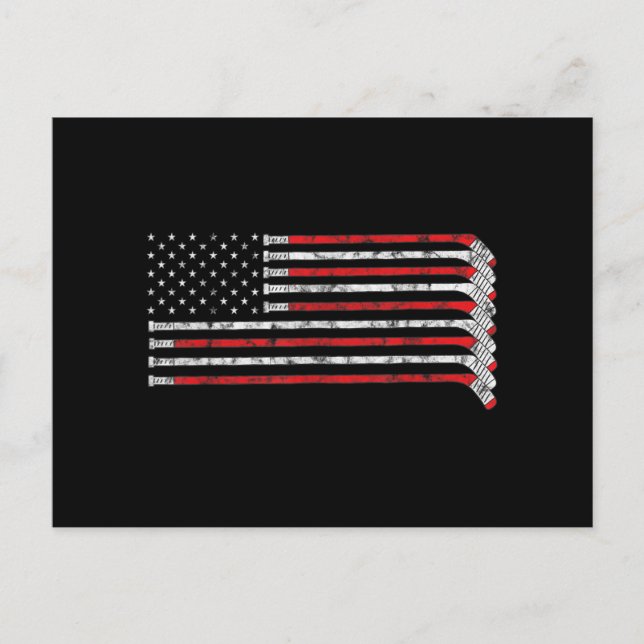 Hockey Stick USA flagga Faded Hockey Player Helg Vykort (Framsida)