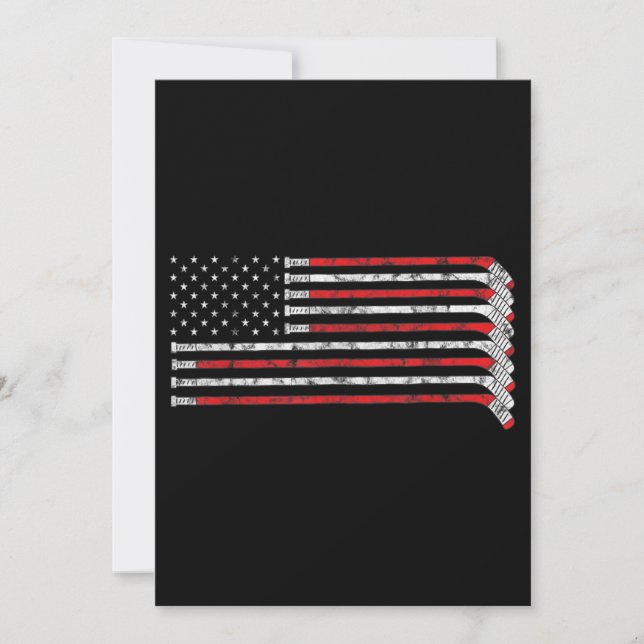 Hockey Stick USA flagga Faded Hockey Player Inbjudningar (Framsida)