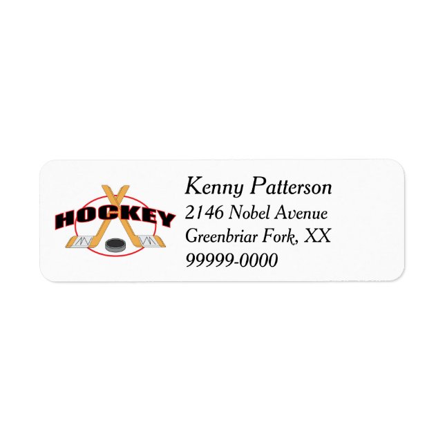 Hockey Sticks and Puck 4 Line Returadress Etikett (Framsidan)