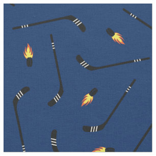 Hockey Sticks Flaming Pucks Sports Navy Blue Tyg