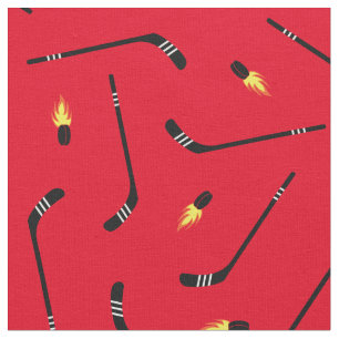 Hockey Sticks Flaming Pucks Sports Red Tyg