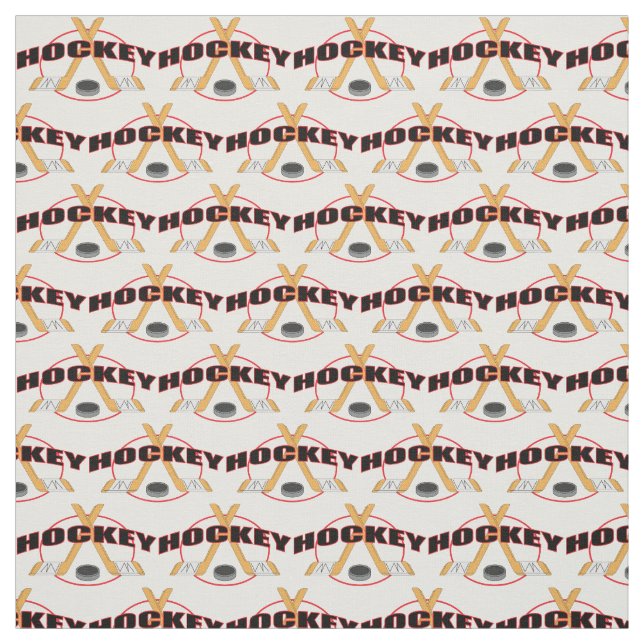 Hockey Sticks med Puck Hockey Text Tyg (Provkarta)
