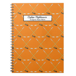 Hockey Sticks | MVP Puck Mönster Orange Namn Anteckningsbok