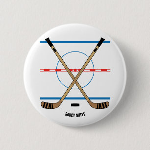 Hockey Sticks och Centre Ice Hockey Team Gift Idea Knapp