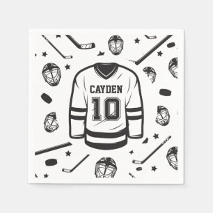 Hockey svart och vit 10-årsdag pappersservett