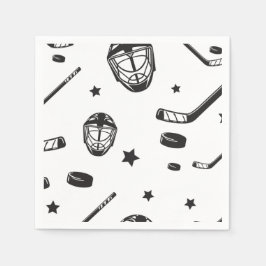 Hockey svart och vit födelsedag pappersservett