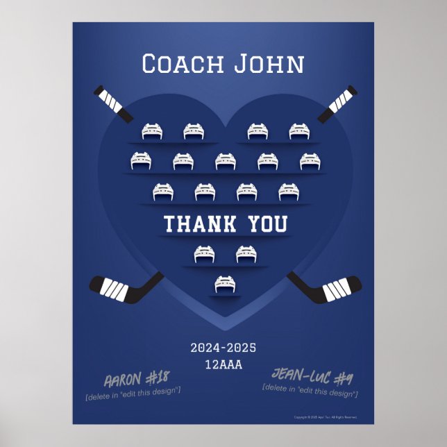Hockey Tack Coach Manager - teamet namnteckning Poster (Framsidan)