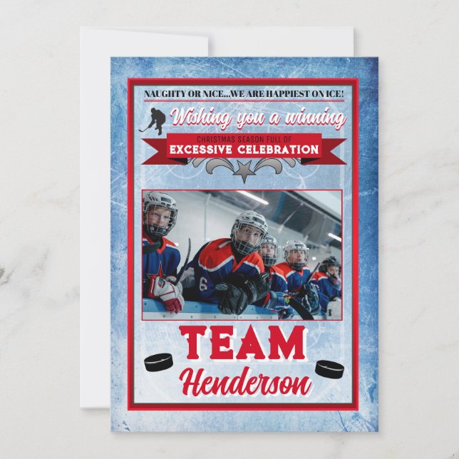 Hockey Thmet 1 Photo jul Card Inbjudningar (Framsida)