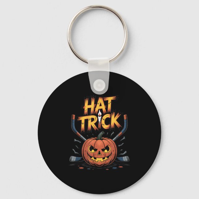 Hockey Trick Halloween Soky Pumpkin Ice Hockey Hal Nyckelring (Framsida)