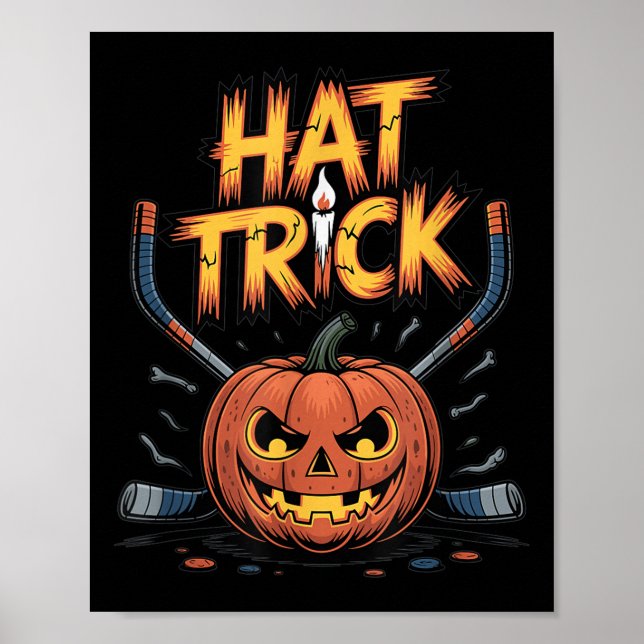 Hockey Trick Halloween Soky Pumpkin Ice Hockey Hal Poster (Framsidan)