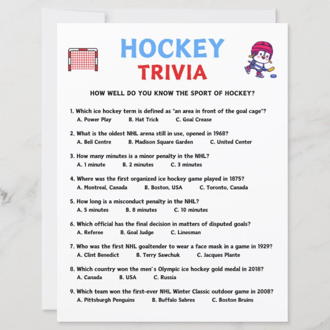 Hockey Trivia Game (Framsida)