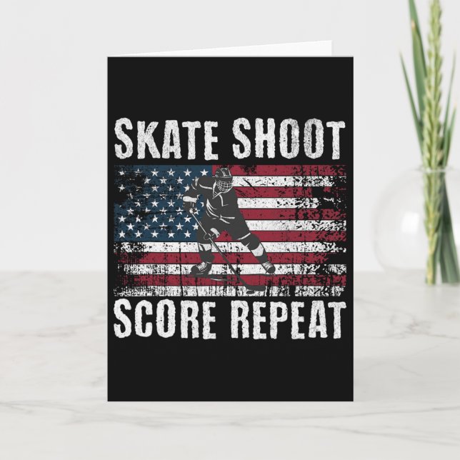 Hockey Usa American Flag Funny Fourth Of July Hock Kort (Framsida)