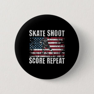 Hockey Usa Amerikansk Flagga Rolig Fjärde Juli Hoc Knapp