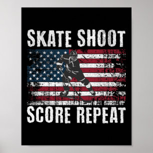Hockey Usa Amerikansk Flagga Rolig Fjärde Juli Hoc Poster
