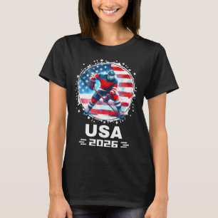 Hockey Usa Go Usa Team Usa Flagga 2026 Hockey T Shirt