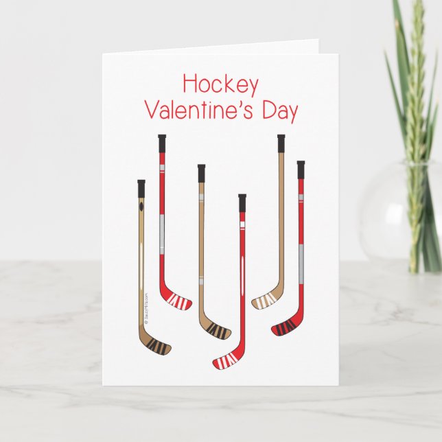 Hockey Valentines Dag Card - Hockey Sticks Helgkort (Framsida)