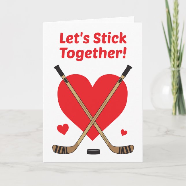 Hockey Valentines Dag Card - Låt oss håll ihop Helgkort (Framsida)