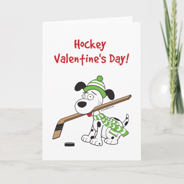 Hockey Valentines Day Card - Hockey Hund Helgkort (Framsida)