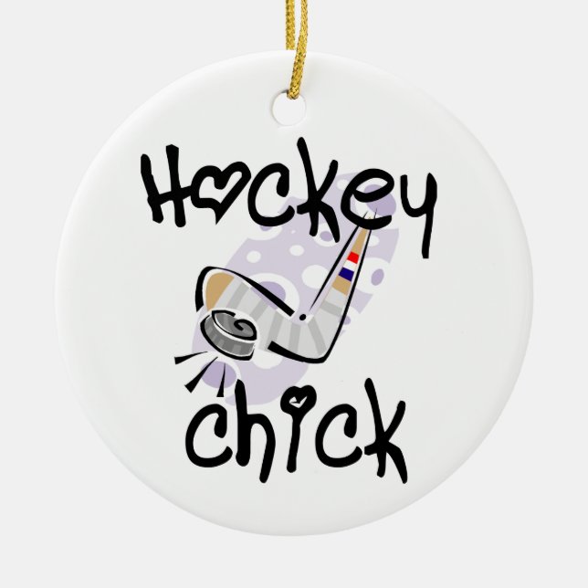 HockeychickT-tröja och gåvor Julgransprydnad Keramik (Framsidan)