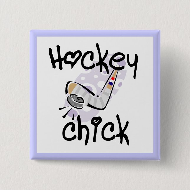HockeychickT-tröja och gåvor Knapp (Framsida)