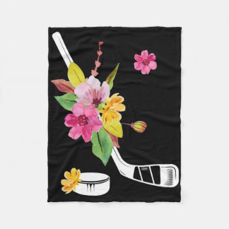 Hockeyflicka ishockeyspelare blommor ishockey G Fleecefilt