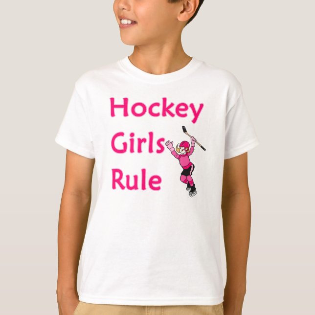 Hockeyflickor härskar tee shirt (Framsida)