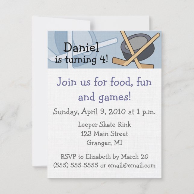 Hockeyfödelsedagsfest inbjudan 4,25 in (Framsida)
