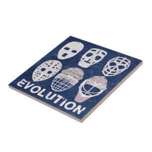 Hockeygoalien maskerar evolution kakelplatta