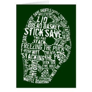 Hockeygoalien maskerar typografidesign hälsningskort