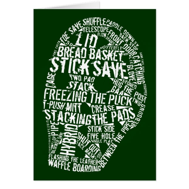 Hockeygoalien maskerar typografidesign hälsningskort (Framsidan)