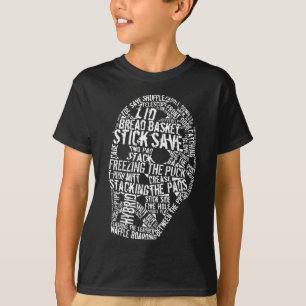 Hockeygoalien maskerar typografidesign t-shirt