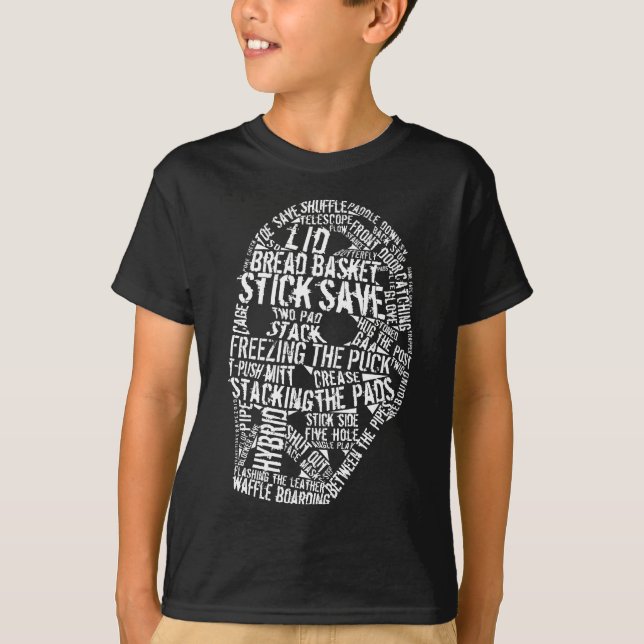 Hockeygoalien maskerar typografidesign t-shirt (Framsida)