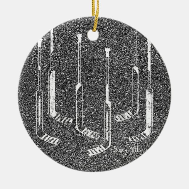 HockeyGoaliepinnar Julgransprydnad Keramik (Framsidan)