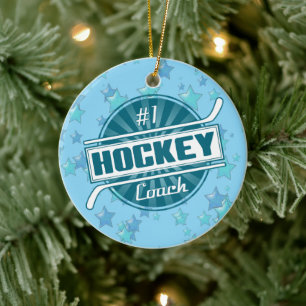 Hockeyjuldekoration, lagledare för hockey #1 julgransprydnad keramik