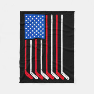 Hockeyklubba Usa Flagga Patriotisk Spelare Is Spor Fleecefilt